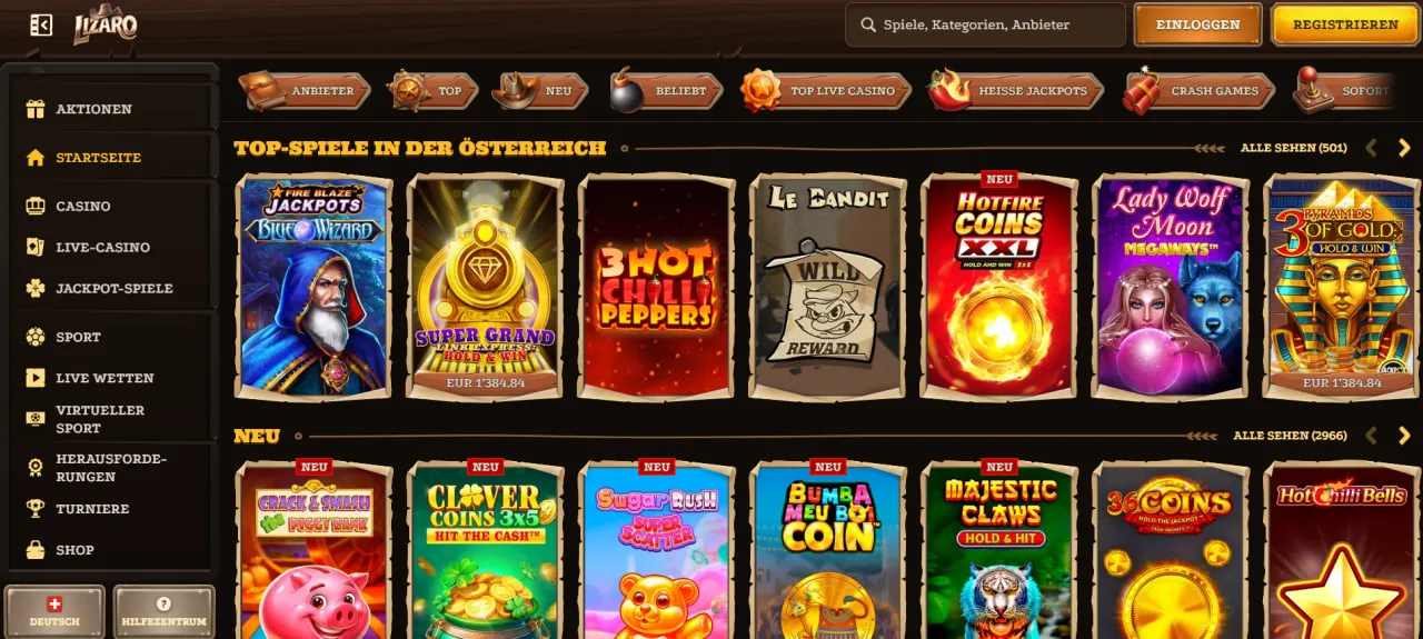 Lizaro Interface Lobby